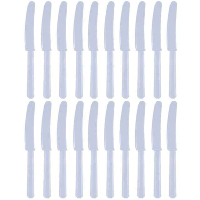 Noże plastikowe, niebieskie pastelowe, AMSCAN, 17 cm, 20 szt