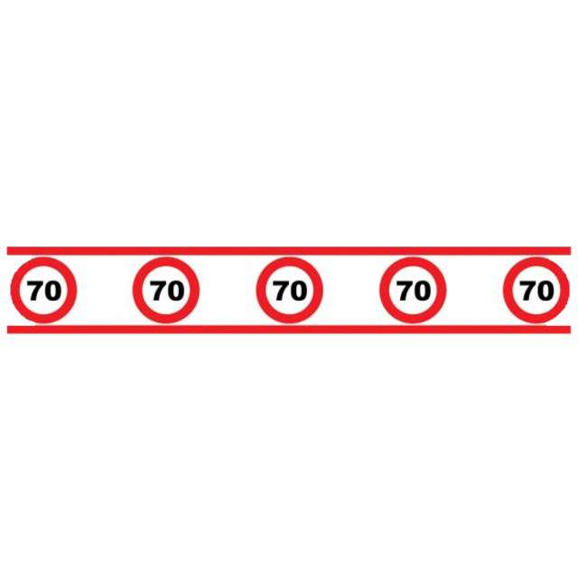 Taśma party "70 Traffic Birthday", 8 cm x 610 cm