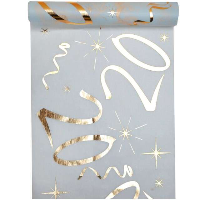 Bieżnik "20 urodziny - złote, biały", SANTEX, 500 x 30 cm