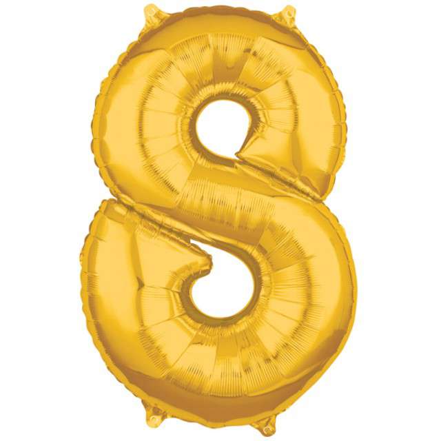 Balon foliowy "Cyfra 8", złoty, Amscan, 26", DGT