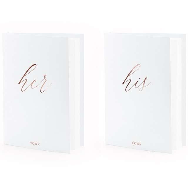 Okładki na przysięgi "His & Her", białe, PartyDeco, 15x11 cm, 2 szt