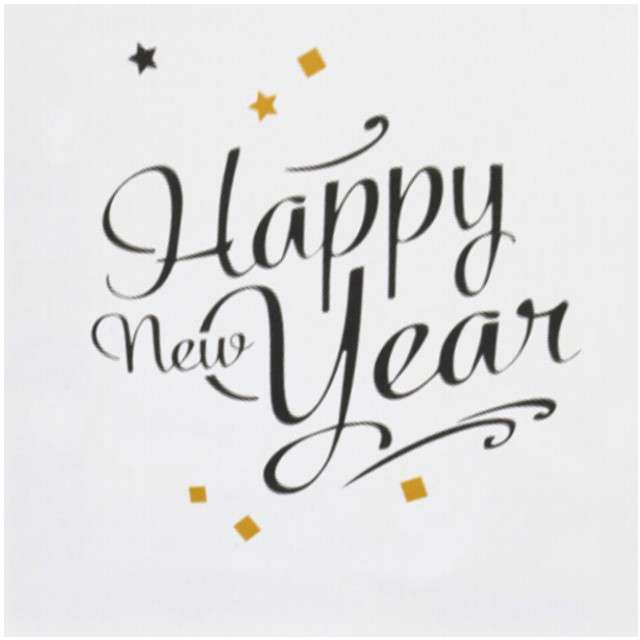 Serwetki "Happy New Year - Golden Wishes", AMSCAN, 33 cm, 20 szt