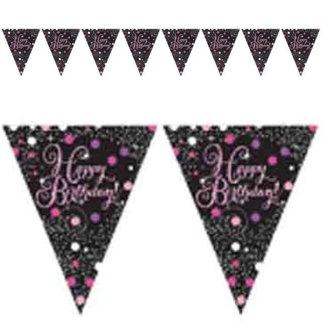 Baner flagi "Happy Birthday - Sparkling Celebrations Pink", AMSCAN, 400 cm