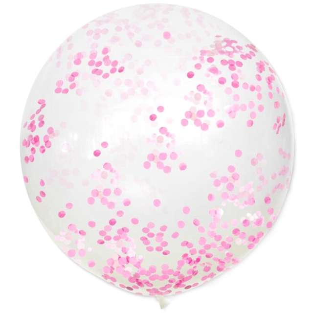 Balon z konfetti "Gigant", różowe, DekoracjePolska, 36"