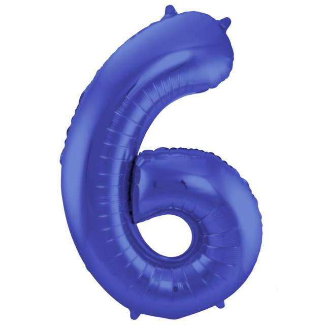 Balon foliowy cyfra 6, 34", FOLAT, niebieski mat