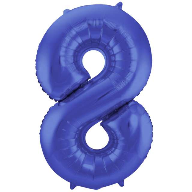 Balon foliowy cyfra 8, 34", FOLAT, niebieski mat