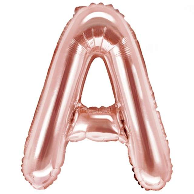 Balon foliowy litera A , 14", PartyDeco, różowo-złoty