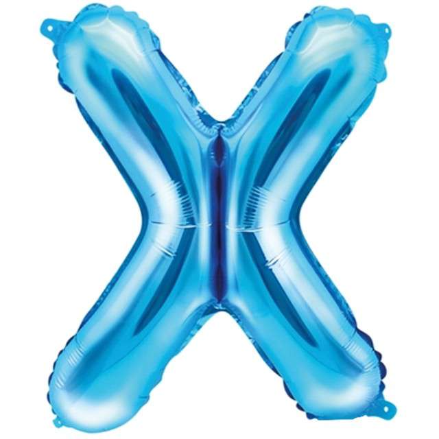 Balon foliowy litera X, 14", PartyDeco, niebieski