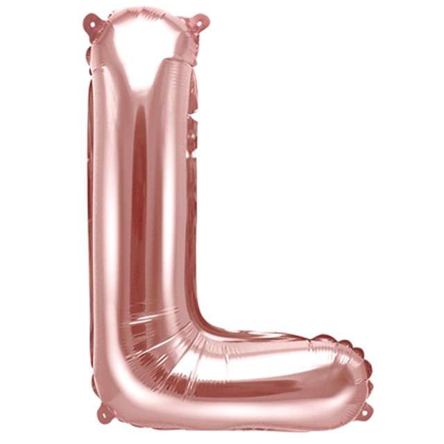 Balon foliowy litera L, 14", PartyDeco, różowo-złoty