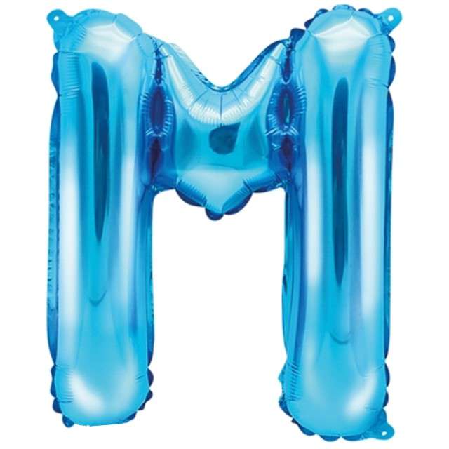 Balon foliowy litera M, 14", PartyDeco, niebieski