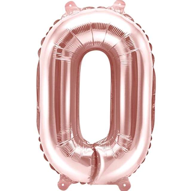 Balon foliowy litera O, 14", PartyDeco, różowo-złoty