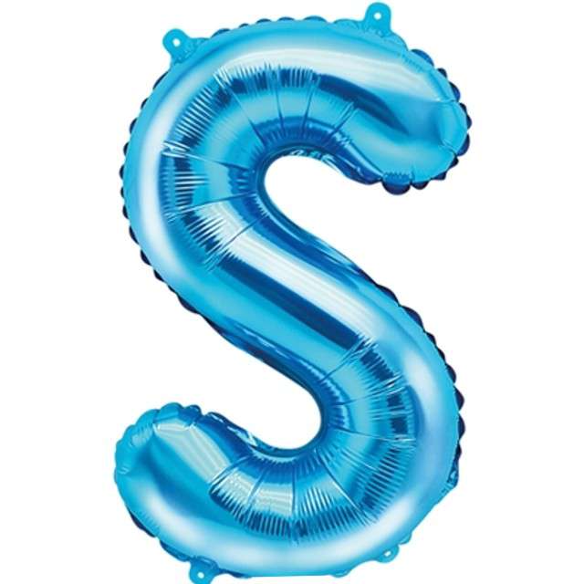 Balon foliowy litera S, 14", PartyDeco, niebieski