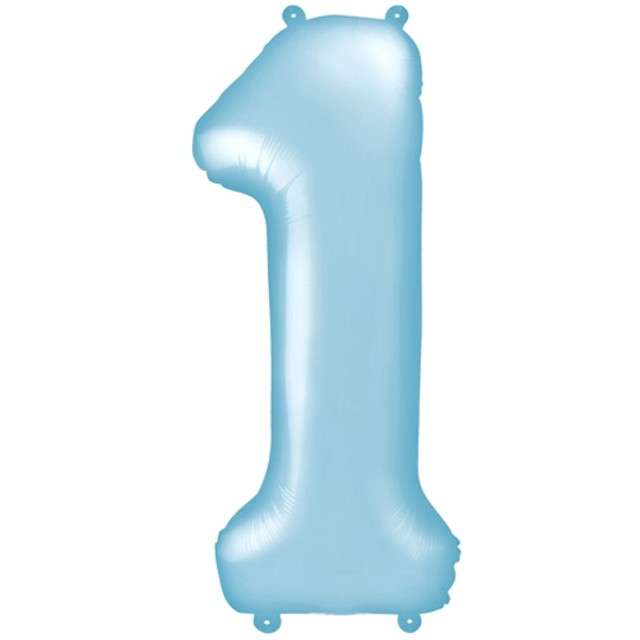 Balon foliowy cyfra 1, 34", PartyDeco, niebieski jasny