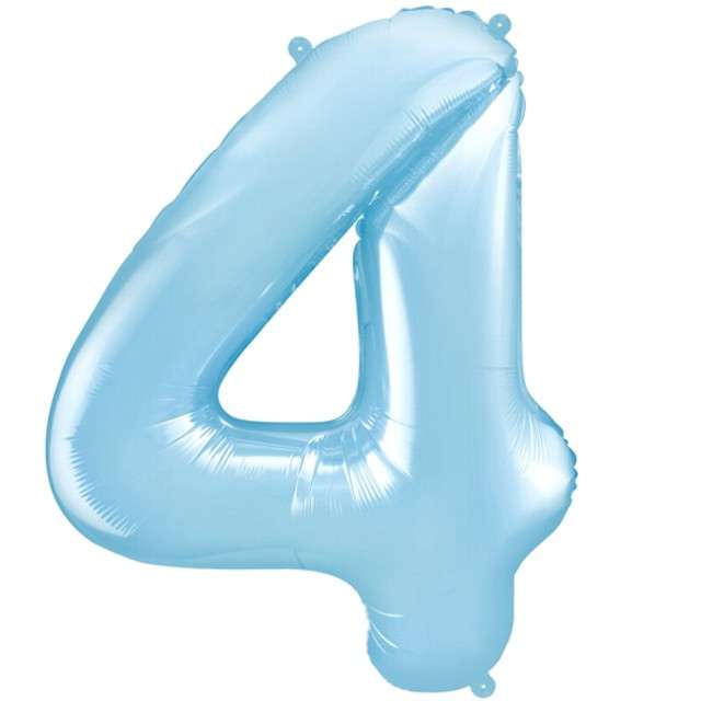 Balon foliowy cyfra 4, 34", PartyDeco, niebieski jasny