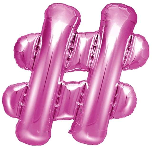 Balon foliowy znak # - HASH, 14" , PartyDeco, różowy ciemny