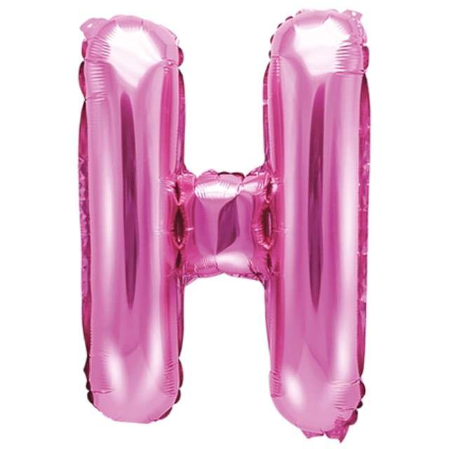 Balon foliowy litera H, 14", PartyDeco, różowy ciemny