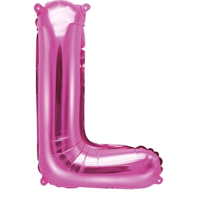 Balon foliowy litera L, 14", PartyDeco, różowy ciemny