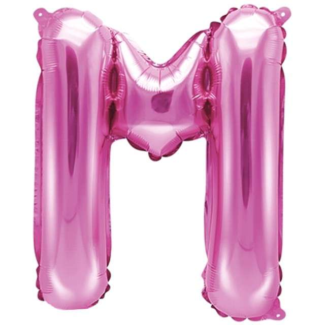 Balon foliowy litera M, 14", PartyDeco, różowy ciemny