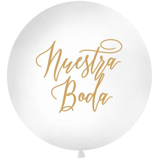 Balon "Nuestra boda", biały, 1 metr, Partydeco