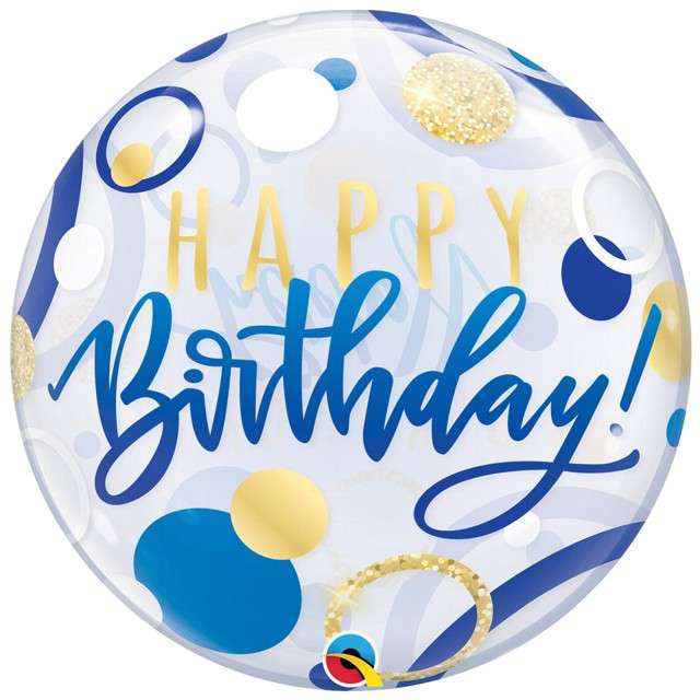 Balon foliowy "Happy Birthday", Qualatex Bubbles, 22"