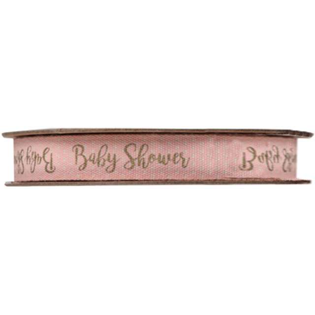 Tasiemka "Baby Shower Sticky", różowa, SANTEX, 10 mm / 3 m