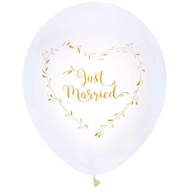 Balony "Just Married", biały, SANTEX, 10" 8 szt