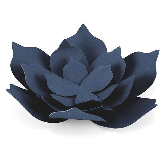 Dekoracja "Kwiat 3D", papierowa, granatowy ciemny, PartyDeco, 3 szt