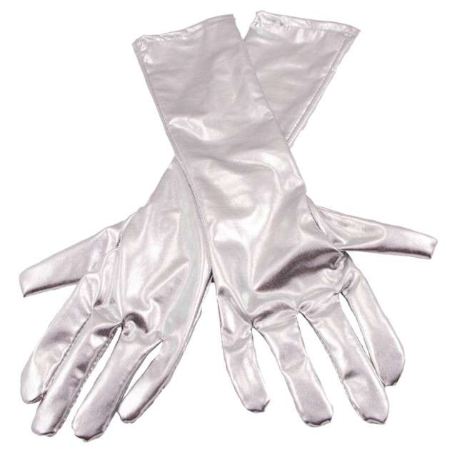 Rękawiczki "Retro Metaliczne", srebrne, FOLAT, 40 cm