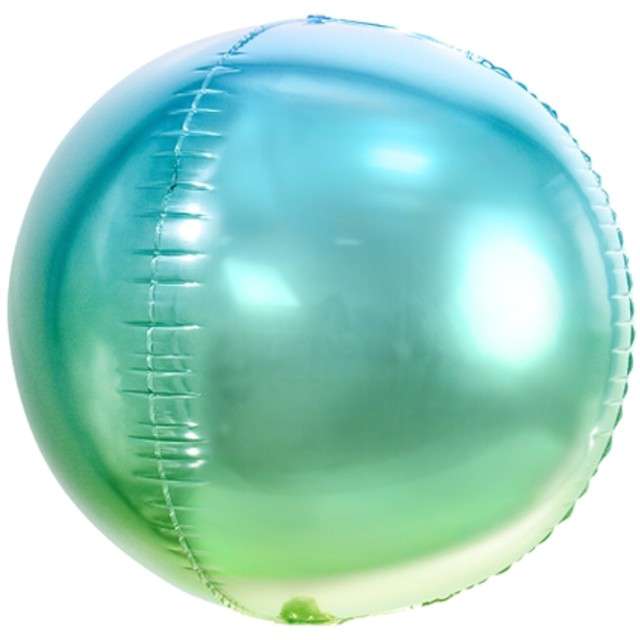 Balon foliowy "Kula Ombre Metalic", niebiesko-zielony, PartyDeco, 14", ORB