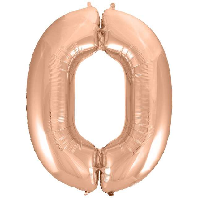 Balon foliowy cyfra 0, 45", GODAN, różowo-złoty