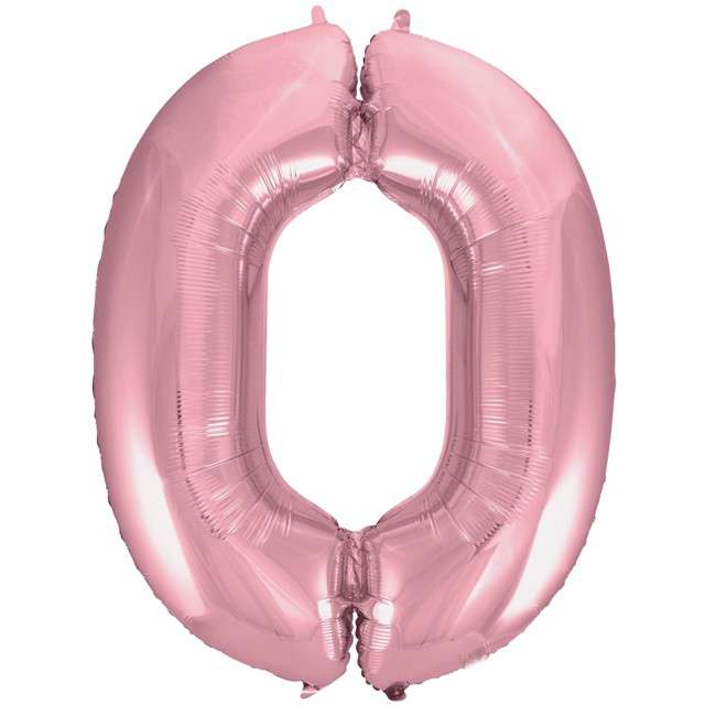 Balon foliowy "Cyfra 0", różowy jasny, Godan, 45", DGT
