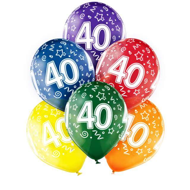 Balony "40 Urodziny", mix, BELBAL, 12", 6 szt