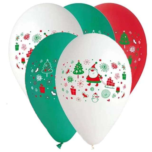 Balony "Christmas World", pastel mix, GEMAR, 12", 5 szt