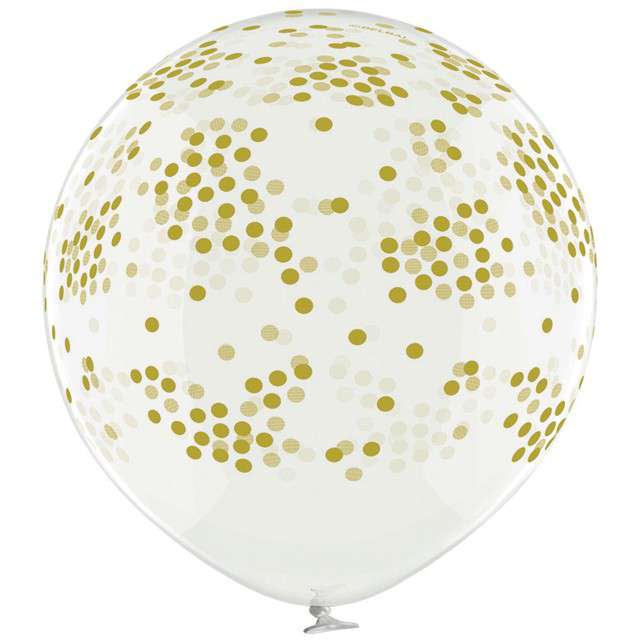 Balon z konfetti "Gigant", złote, BELBAL, 24"