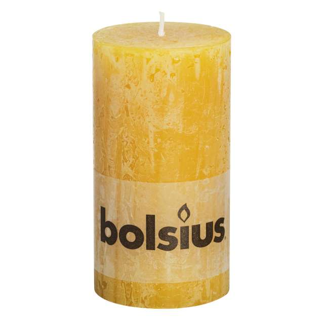Świeca pieńkowa "Rustic", żółta, Bolsius, 130/68mm