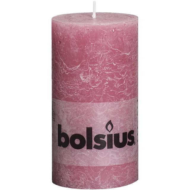 Świeca pieńkowa "Rustic", różowy blady, Bolsius, 130/68mm