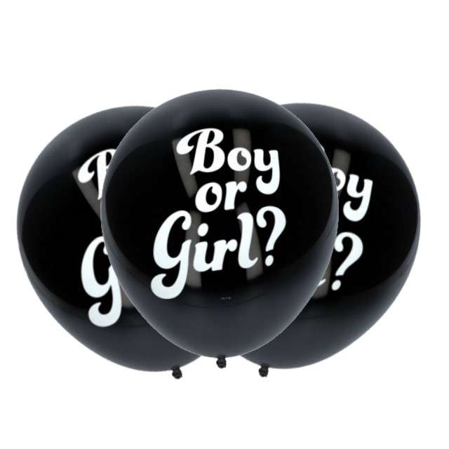 Balony z konfetti "Baby shower-boy", czarne, Folat, 14", 3 szt.