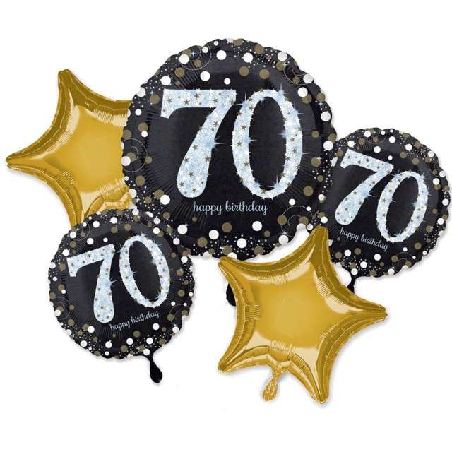 Balon foliowy "70 Urodziny - Happy Birthday", Amscan, zestaw