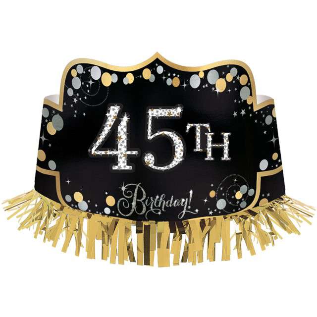 Korona party "Happy Birthday - personalizowana", czarno-złota, Amscan