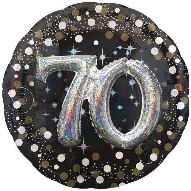 Balon foliowy 70 Urodziny - Glitz Holo czarny Amscan SHP