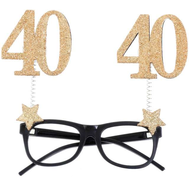 Okulary party "40 Urodziny", czarno-złote, Santex