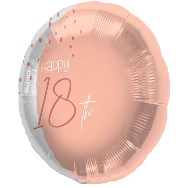 Balon foliowy "Happy 18th", różowe złoto, Folat, 18", RND