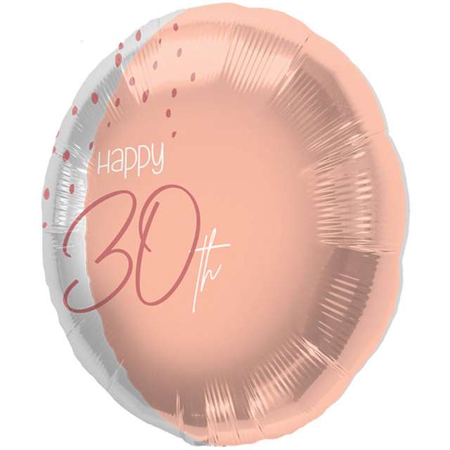 Balon foliowy "Happy 30th", różowe złoto, Folat, 18", RND