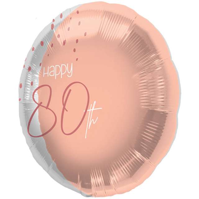 Balon foliowy "Happy 80th", różowe złoto, Folat, 18", RND