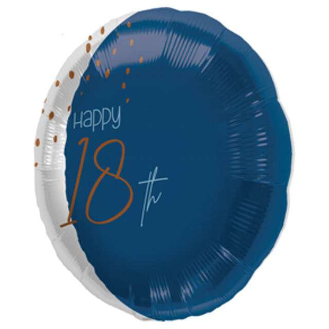 Balon "Happy 18th", niebieski, Folat, 18" RND