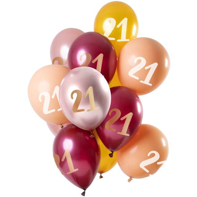 Balony "21 Urodziny", mix, Folat, 12", 12 szt