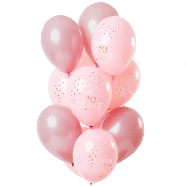 Balony "Happy 18th - elegant", różowy, Folat, 12", 12 szt