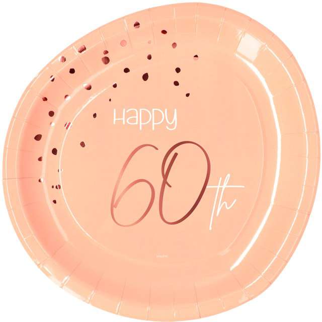 Talerzyki "Elegant - Happy Birthday 60", różowe, Folat