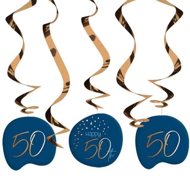 Świderki wiszące "50 urodziny - Happy Birthday Elegant", Folat, 5 szt