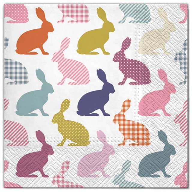 Serwetki "Wielkanoc - kolorowe króliki", Maki, 33 cm, 20 szt